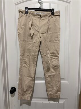 Fever Women's Beige Cargo Pants with Utility Tie